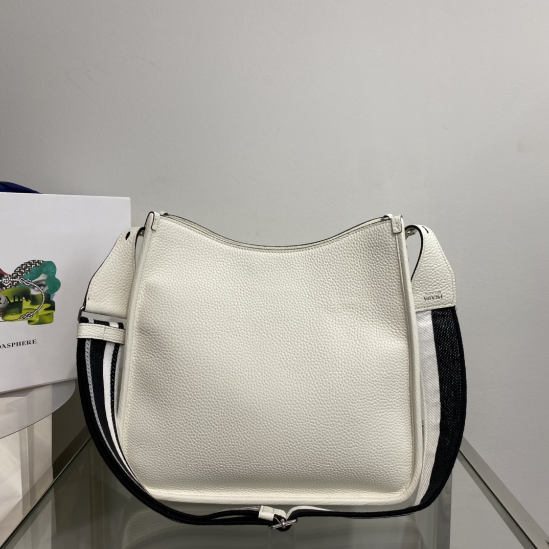 Prada Soft Leather Hobo Bag Shoulder Bag White 1BC073